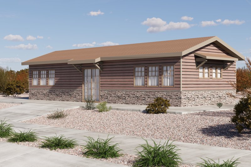 Home Plan - Exterior - Front Elevation 3 for Ranch House Plan #1106-99 - 2 bed, 1 bath