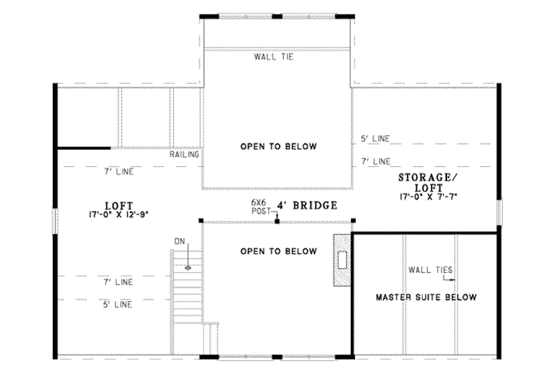 House Plan Design - Floor Plan - Upper Floor for Log House Plan #17-502 - 2 bed, 2 bath
