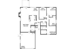 Floor Plan - Main Floor for Ranch House Plan #60-346 - 4 bed, 2.5 bath
