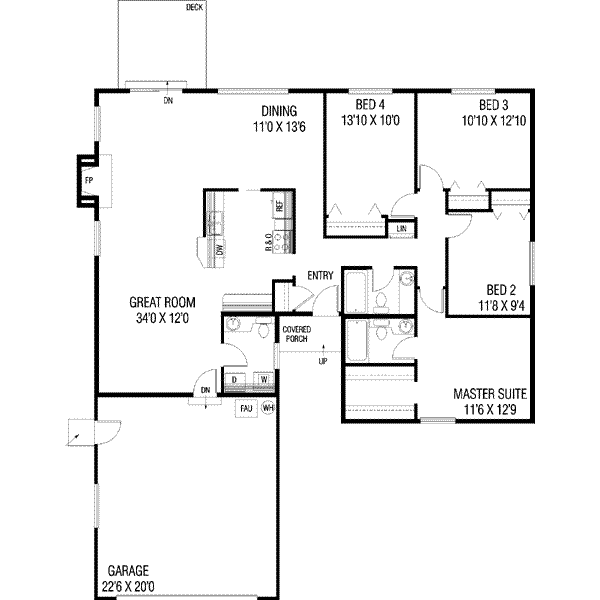 Ranch Floor Plan - Main Floor Plan #60-346