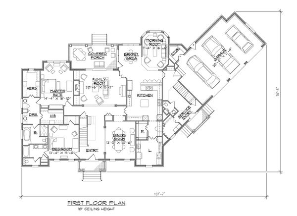 Classical Floor Plan - Main Floor Plan #1054-66