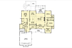 Floor Plan - Main Floor for Ranch House Plan #929-1164 - 4 bed, 2.5 bath