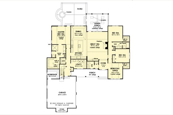 Floor Plan - Main Floor for Ranch House Plan #929-1164 - 4 bed, 2.5 bath