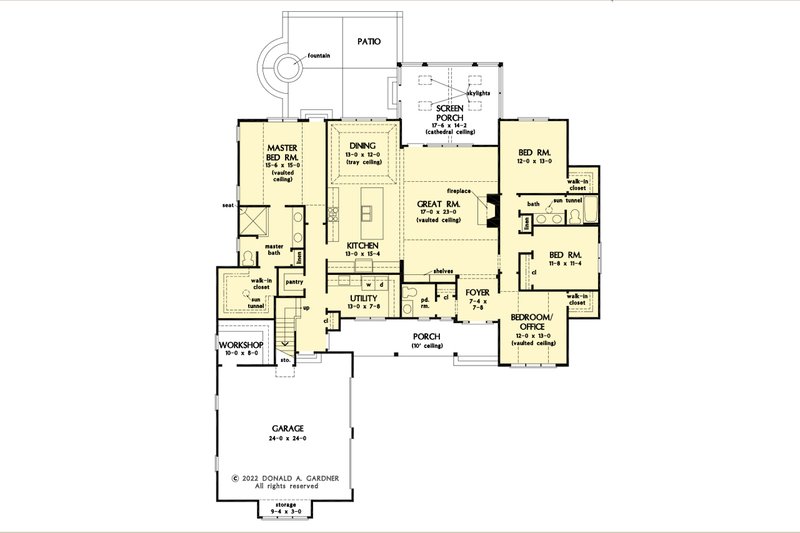 Architectural House Design - Floor Plan - Main Floor for Ranch House Plan #929-1164 - 4 bed, 2.5 bath