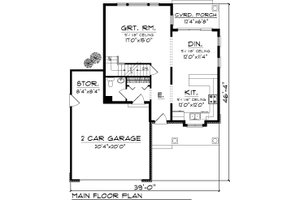 Floor Plan - Main Floor for Craftsman House Plan #70-1043 - 3 bed, 2.5 bath