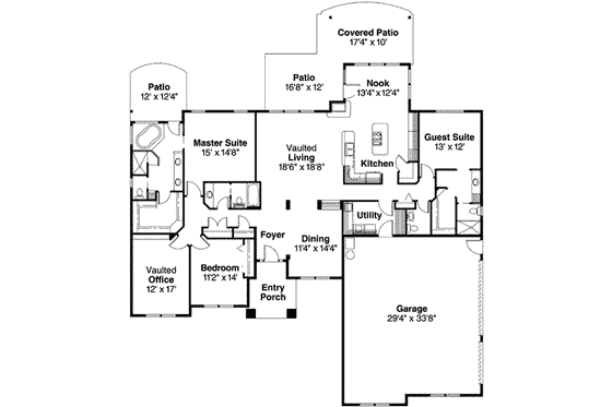 Floor Plan - Main Floor for Craftsman House Plan #124-491 - 4 bed, 3.5 bath