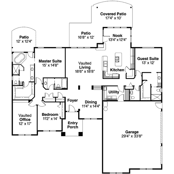 Craftsman Floor Plan - Main Floor Plan #124-491