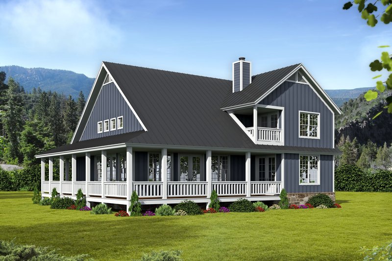 Architectural House Design - Country Exterior - Rear Elevation Plan #932-33