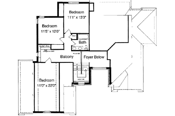 Floor Plan - Upper Floor for Southern House Plan #46-118 - 3 bed, 2.5 bath