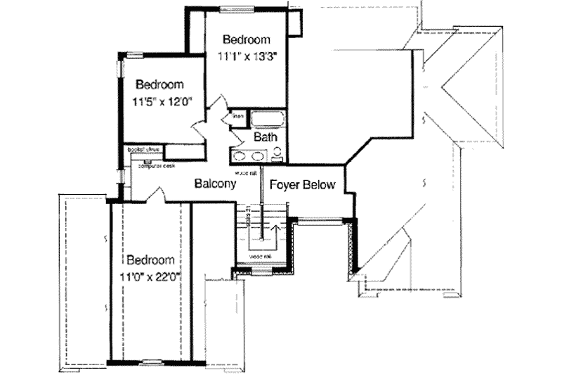 Architectural House Design - Floor Plan - Upper Floor for Southern House Plan #46-118 - 3 bed, 2.5 bath