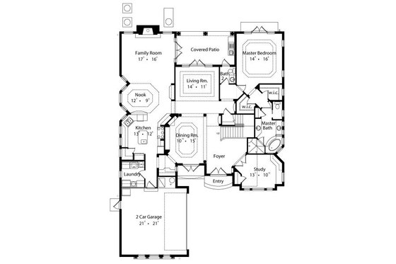 Floor Plan - Main Floor for Mediterranean House Plan #417-360 - 4 bed, 3 bath