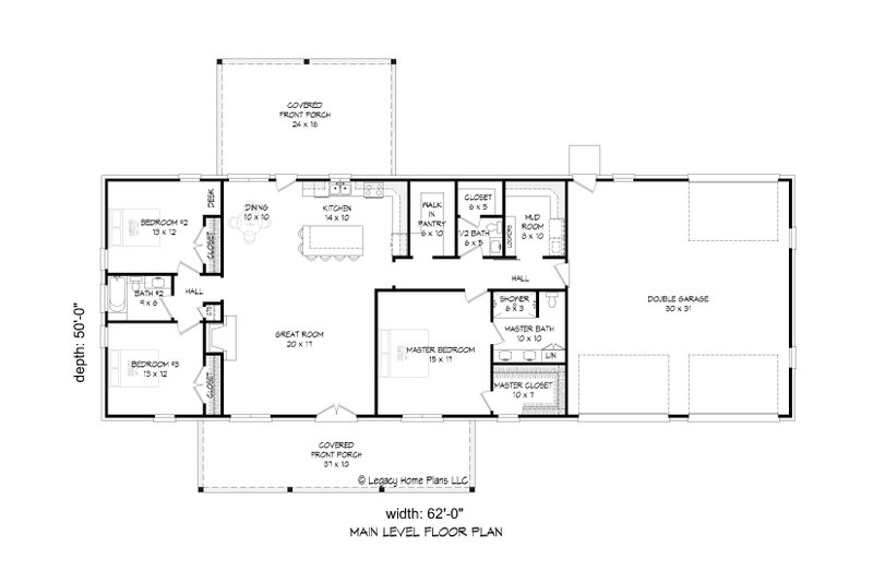 Southern Style House Plan - 3 Beds 2.5 Baths 2049 Sq/Ft Plan #932-778 ...