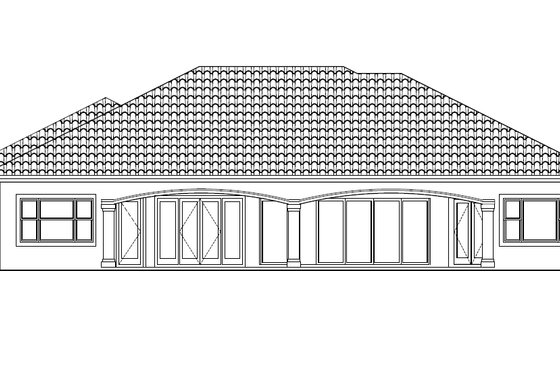 Exterior - Rear Elevation for Mediterranean House Plan #27-438 - 3 bed, 3 bath