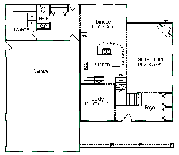 Colonial Floor Plan - Main Floor Plan #49-148