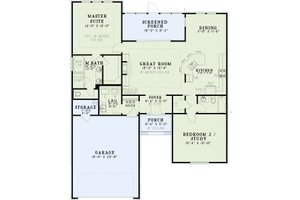 Floor Plan - Main Floor for Country House Plan #17-3166 - 2 bed, 2 bath