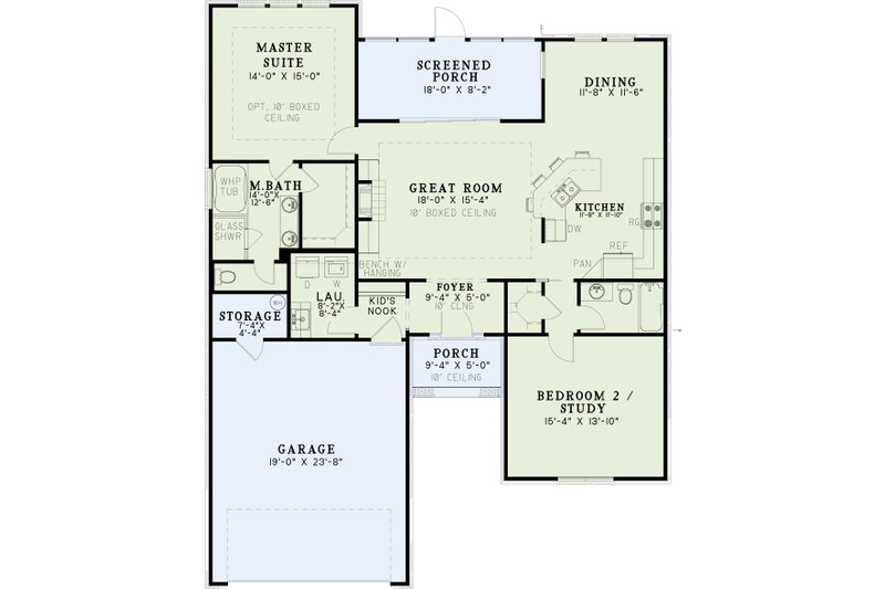 Architectural House Design - Floor Plan - Main Floor for Country House Plan #17-3166 - 2 bed, 2 bath