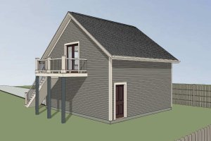 Exterior - Rear Elevation for Traditional House Plan #79-252 - 1 bed, 1 bath