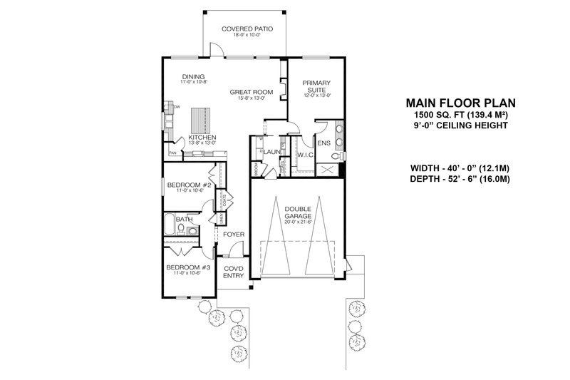 Dream House Plan - Floor Plan - Main Floor for Farmhouse House Plan #1100-111 - 3 bed, 2 bath