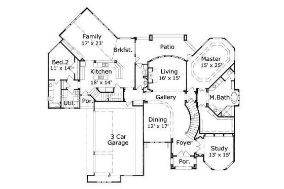 Floor Plan - Main Floor for European House Plan #411-544 - 5 bed, 4.5 bath