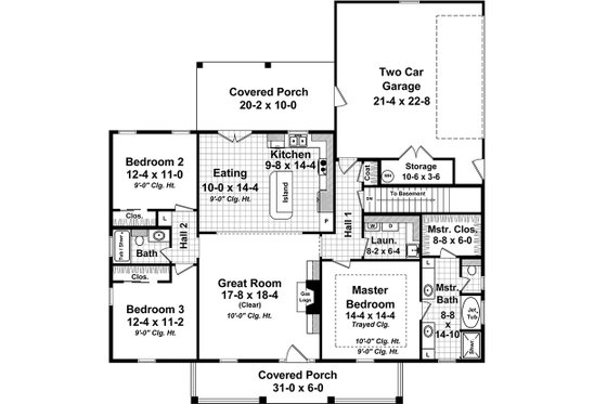 Floor Plan - Main Floor for Country House Plan #21-365 - 3 bed, 2 bath