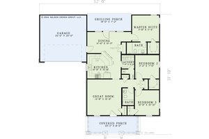 Floor Plan - Main Floor for Southern House Plan #17-622 - 3 bed, 2 bath