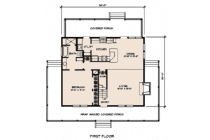 Floor Plan - Main Floor for Country House Plan #140-108 - 3 bed, 2 bath