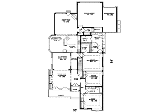 Floor Plan - Main Floor for European House Plan #81-622 - 3 bed, 3 bath