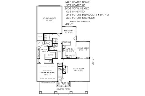 Floor Plan - Main Floor for Craftsman House Plan #424-210 - 3 bed, 2.5 bath