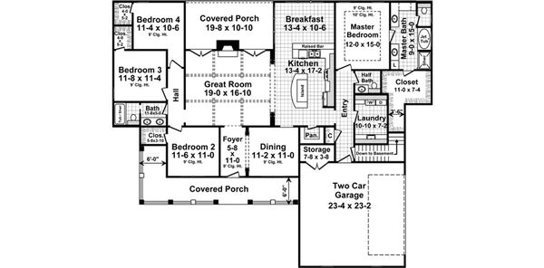 Architectural House Design - Colonial Floor Plan - Main Floor Plan #21-376