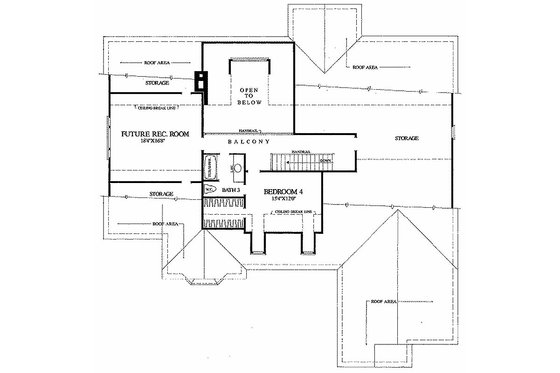 Floor Plan - Upper Floor for Southern House Plan #137-205 - 3 bed, 2 bath