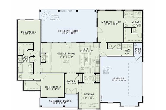 Country style house plan, floor plan