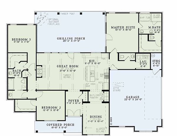 House Plan Design - Country style house plan, floor plan