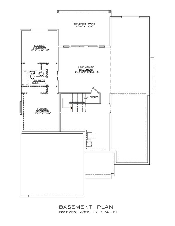 Farmhouse Floor Plan - Lower Floor Plan #1100-67