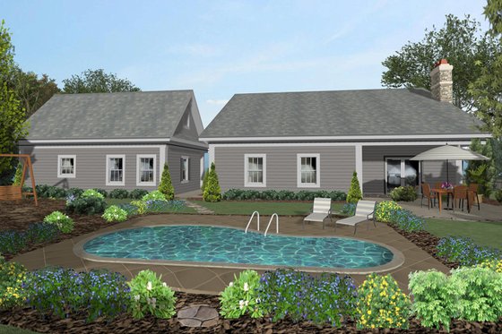 Exterior - Rear Elevation for Craftsman House Plan #56-705 - 3 bed, 2 bath