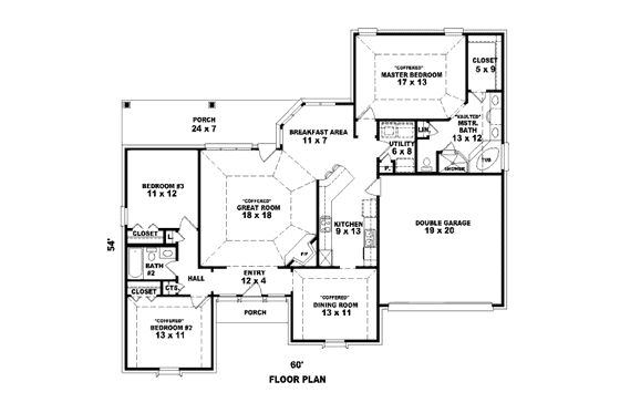 Floor Plan - Main Floor for Traditional House Plan #81-13744 - 3 bed, 2 bath