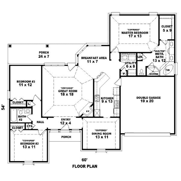 Floor Plan - Main Floor for Traditional House Plan #81-13744 - 3 bed, 2 bath