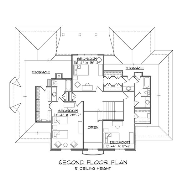 House Blueprint - European Floor Plan - Upper Floor Plan #1054-82