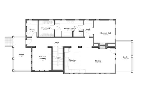 Floor Plan - Main Floor for Craftsman House Plan #926-3 - 3 bed, 2.5 bath