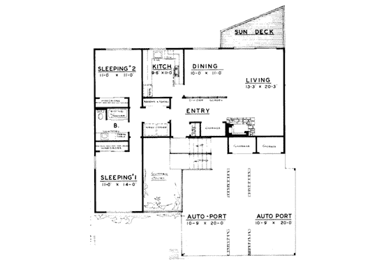Floor Plan - Main Floor for Modern House Plan #303-260 - 2 bed, 1 bath