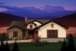 Ranch Exterior - Front Elevation Plan #70-1096