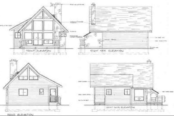 Exterior - Rear Elevation for Cabin House Plan #47-429 - 1 bed, 1 bath