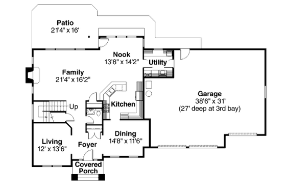 Floor Plan - Main Floor for Traditional House Plan #124-490 - 4 bed, 2.5 bath