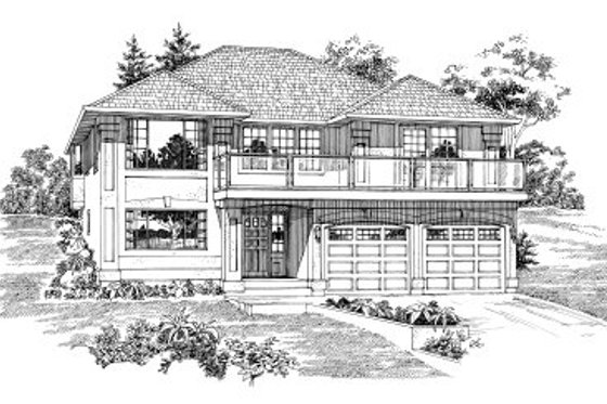 Exterior - Front Elevation for Bungalow House Plan #47-594 - 3 bed, 2 bath