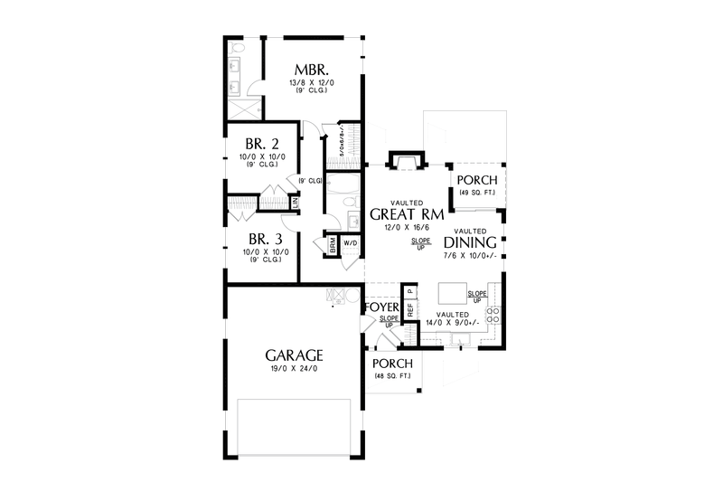 Home Plan - Floor Plan - Main Floor for Contemporary House Plan #48-1057 - 3 bed, 2 bath
