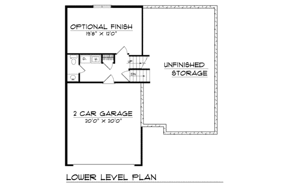 Floor Plan - Lower Floor for Traditional House Plan #70-109 - 2 bed, 1 bath