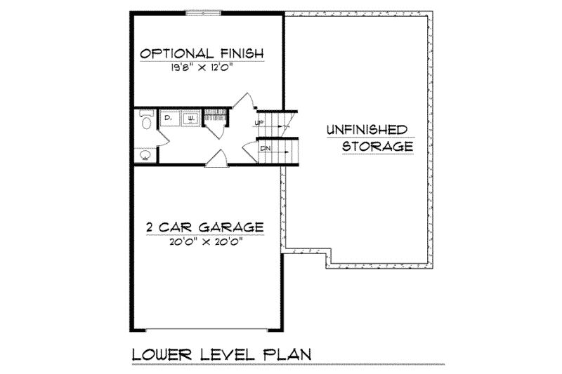 House Blueprint - Floor Plan - Lower Floor for Traditional House Plan #70-109 - 2 bed, 1 bath