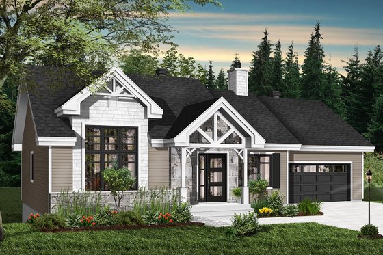 Exterior - Front Elevation 3 for Ranch House Plan #23-2665 - 2 bed, 1 bath