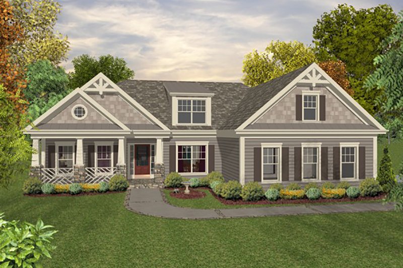 Architectural House Design - Craftsman, Country, Front Elevation
