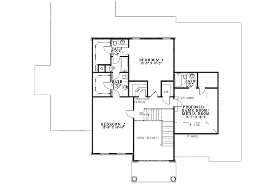 Floor Plan - Upper Floor for Colonial House Plan #17-641 - 3 bed, 4.5 bath