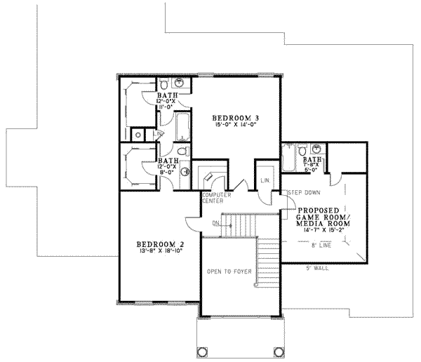 Architectural House Design - Colonial Floor Plan - Upper Floor Plan #17-641